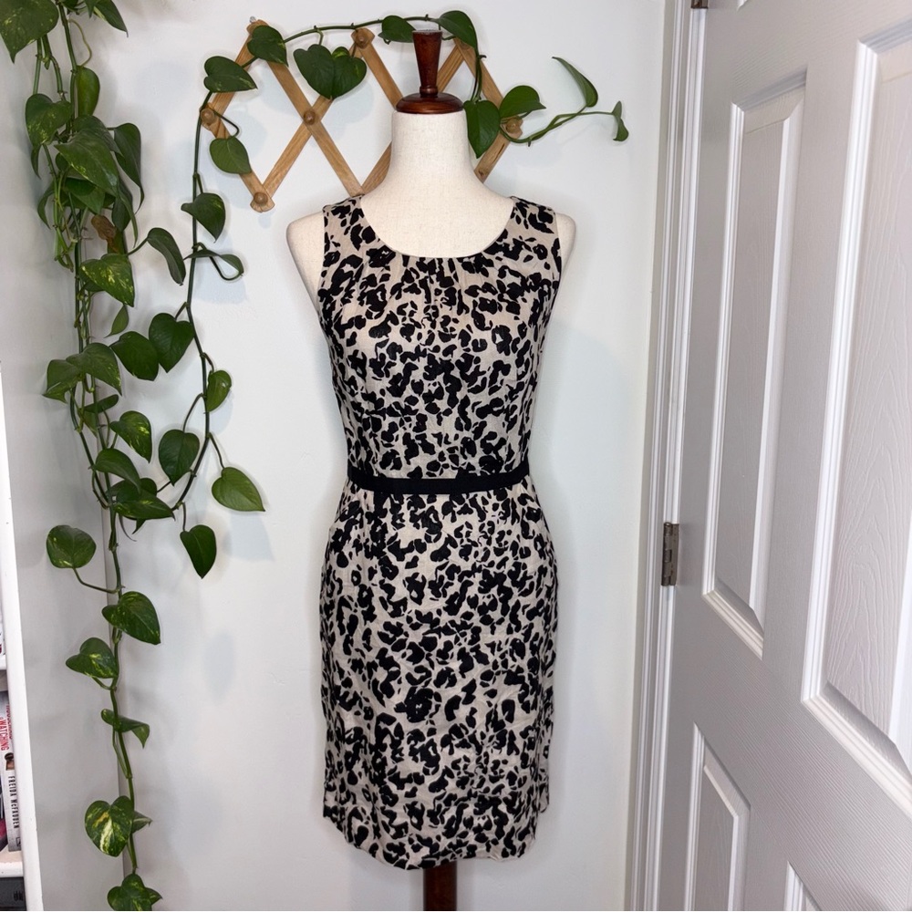 Valerie Bertinell Linen Animal Print Sleeveless Sheath Dress